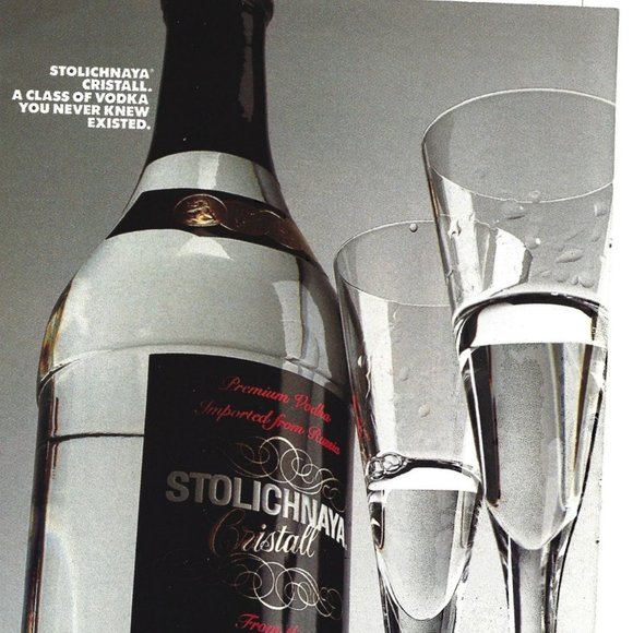 Stolichnaya Cristall Vodka AD 1990s  Vintage Print Ad - Picture 2 of 2